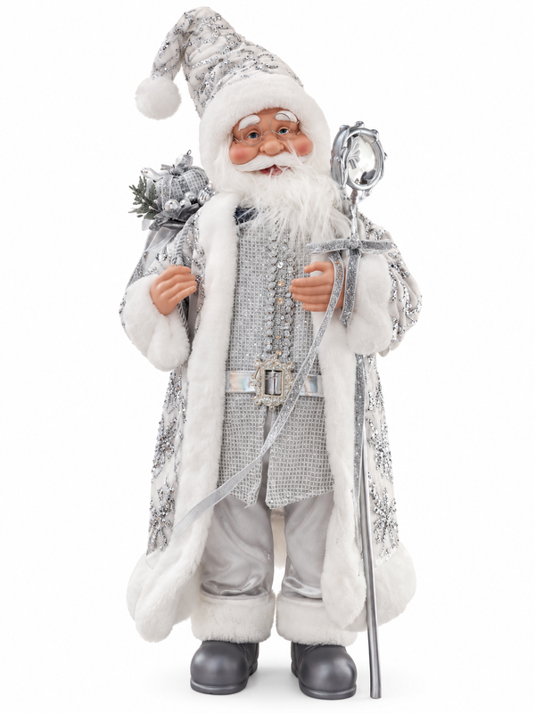 Muñeco Navideño Papá Noel PLATEADO