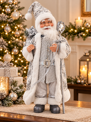 Muñeco Navideño Papá Noel PLATEADO