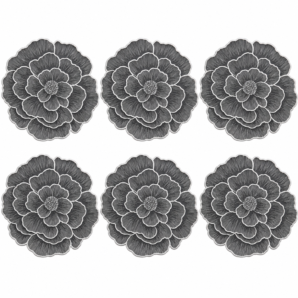 Set x6 Individuales Redondos Magnolia PLOMO/PLATA