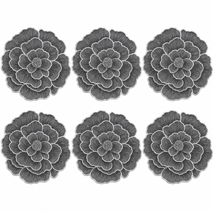 Set x6 Individuales Redondos Magnolia PLOMO/PLATA