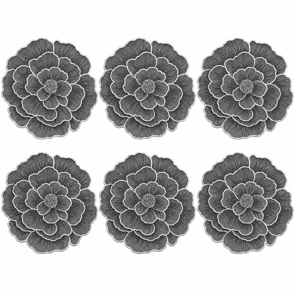 Set x6 Individuales Redondos Magnolia PLOMO/PLATA