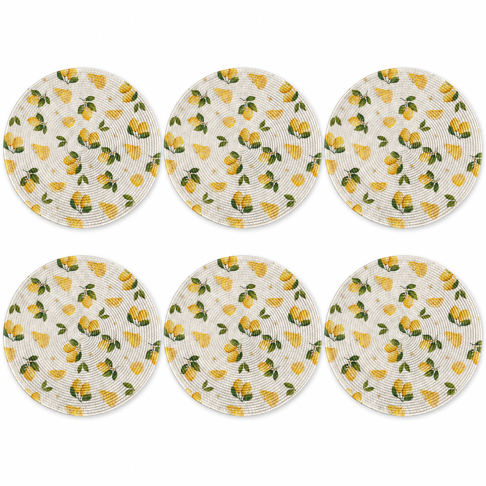 Set x6 Individuales Redondos LIMONES CREMA