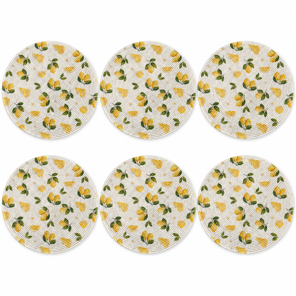 Set x6 Individuales Redondos LIMONES CREMA
