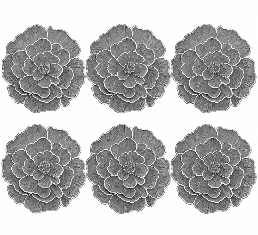 Set x6 Individuales Redondos Magnolia PLATA