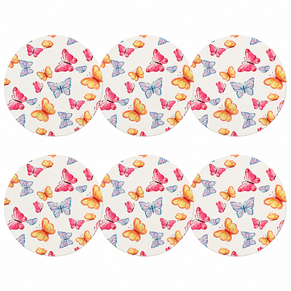 Set x6 Individuales Redondos MARIPOSAS