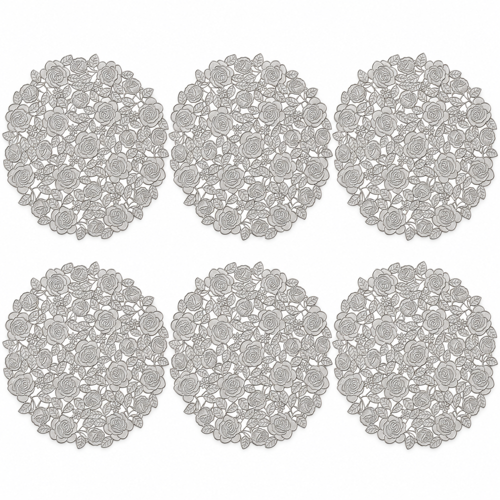 Set x6 Individuales Redondos Rosas PLATAS