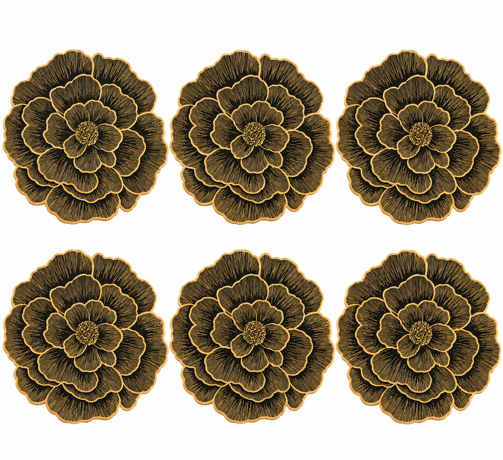 Set x6 Individuales Redondos Magnolia DORADO/NEGRO