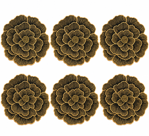 Set x6 Individuales Redondos Magnolia DORADO/NEGRO