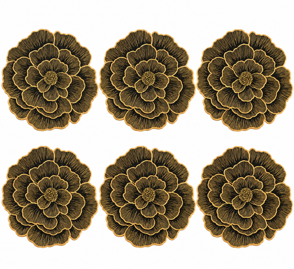 Set x6 Individuales Redondos Magnolia DORADO/NEGRO