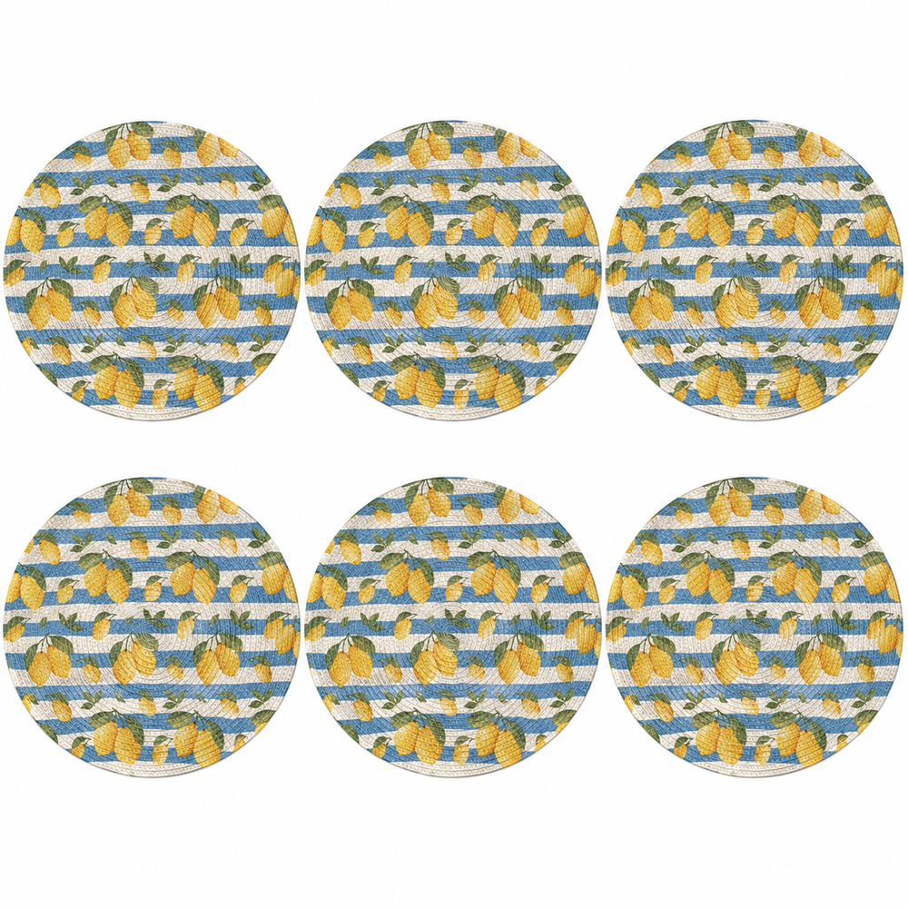 Set x6 Individuales Redondos LIMONES AZULES