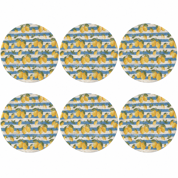 Set x6 Individuales Redondos LIMONES AZULES