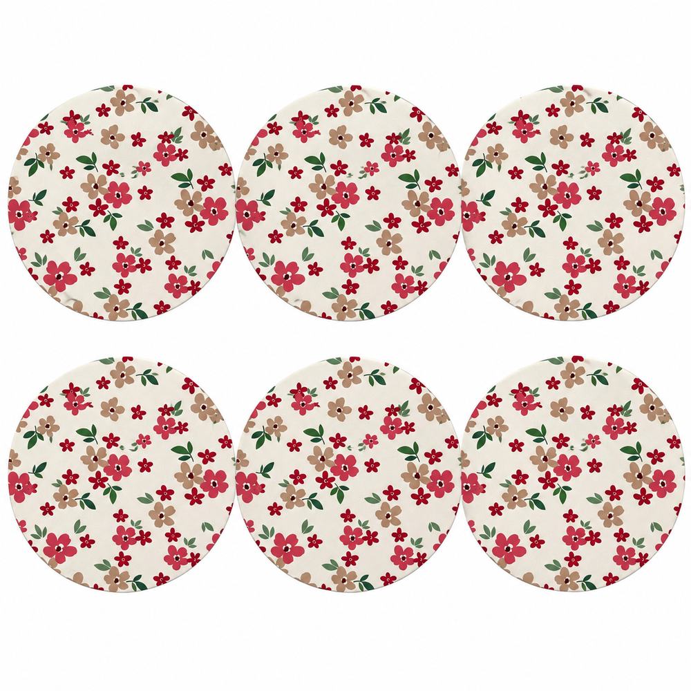 Set x6 Individuales Redondos JARDIÍN FLORAL