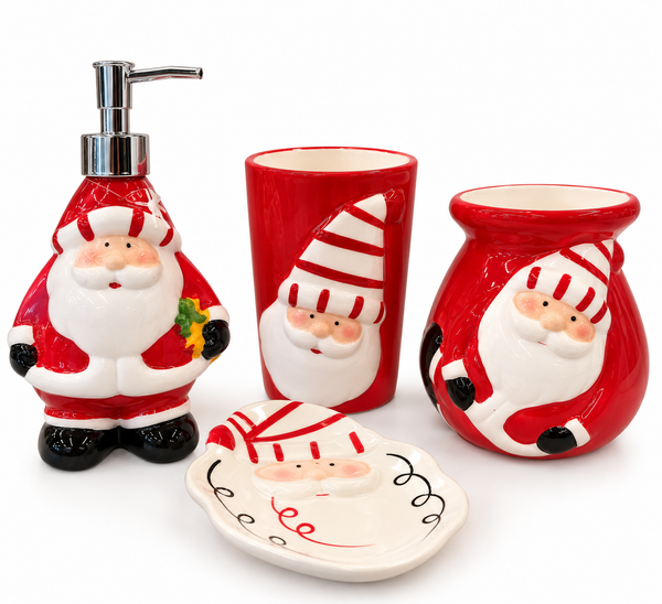 Set de Baño Navideño x4 Piezas Papá Noel I