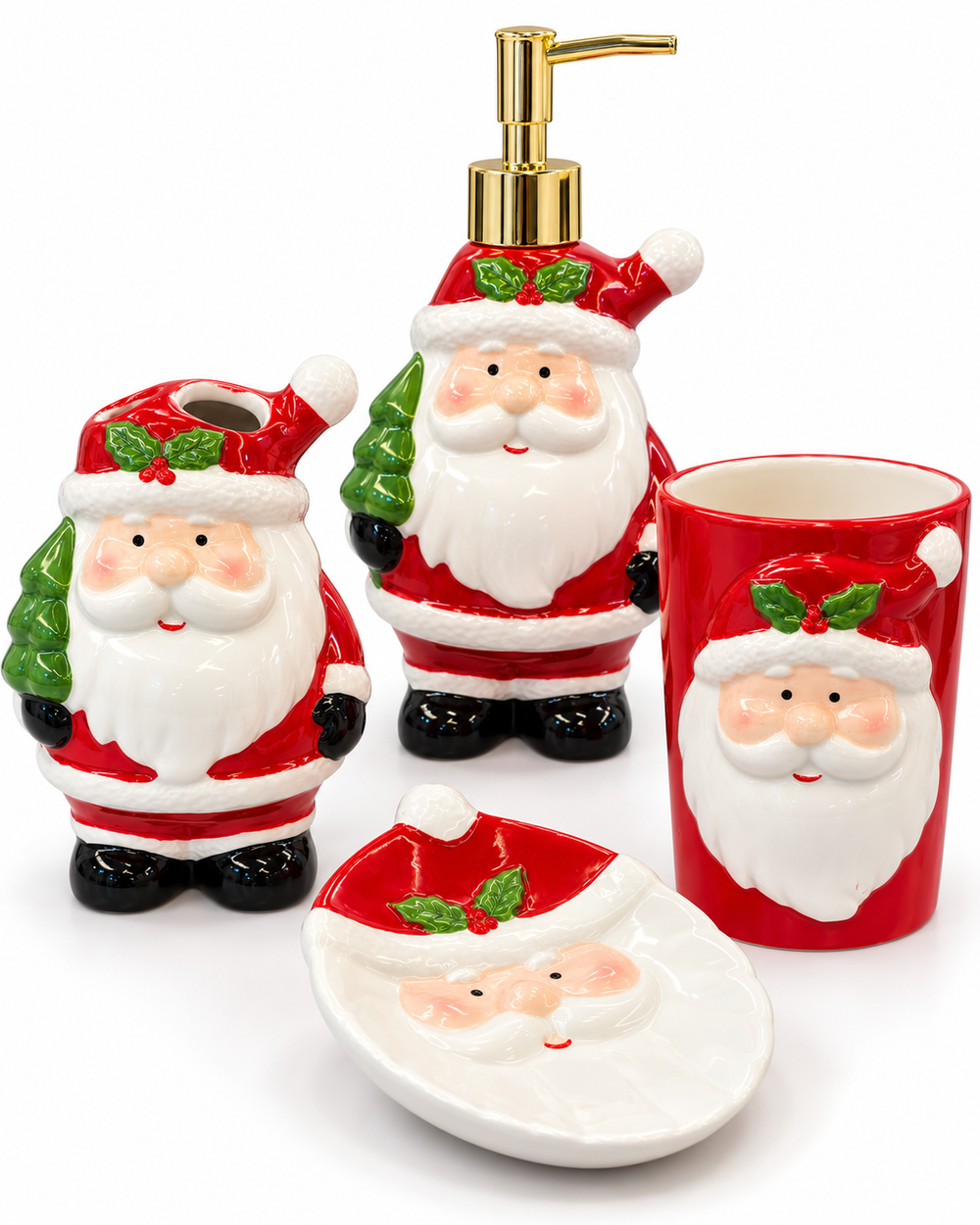 Set de Baño Navideño x4 Piezas Papá Noel II