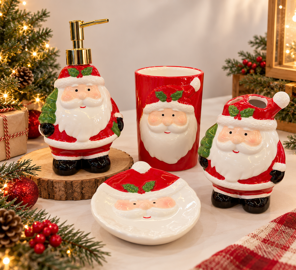 Set de Baño Navideño x4 Piezas Papá Noel II