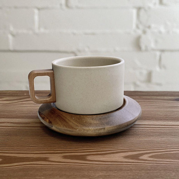 Taza de Ceramica Plato de Madera MUGI