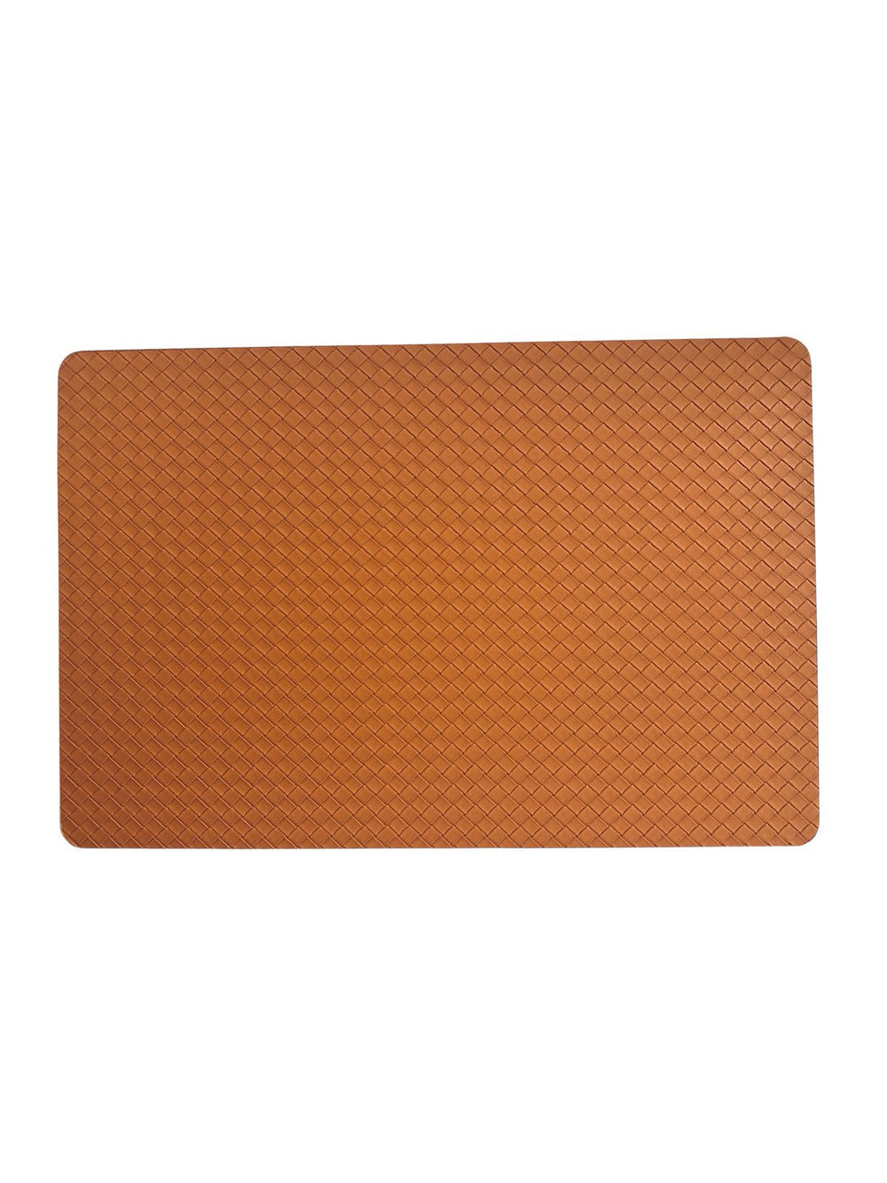 6 Individuales Cuerina Naranja Rectangular
