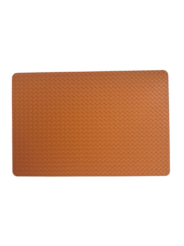 6 Individuales Cuerina Naranja Rectangular