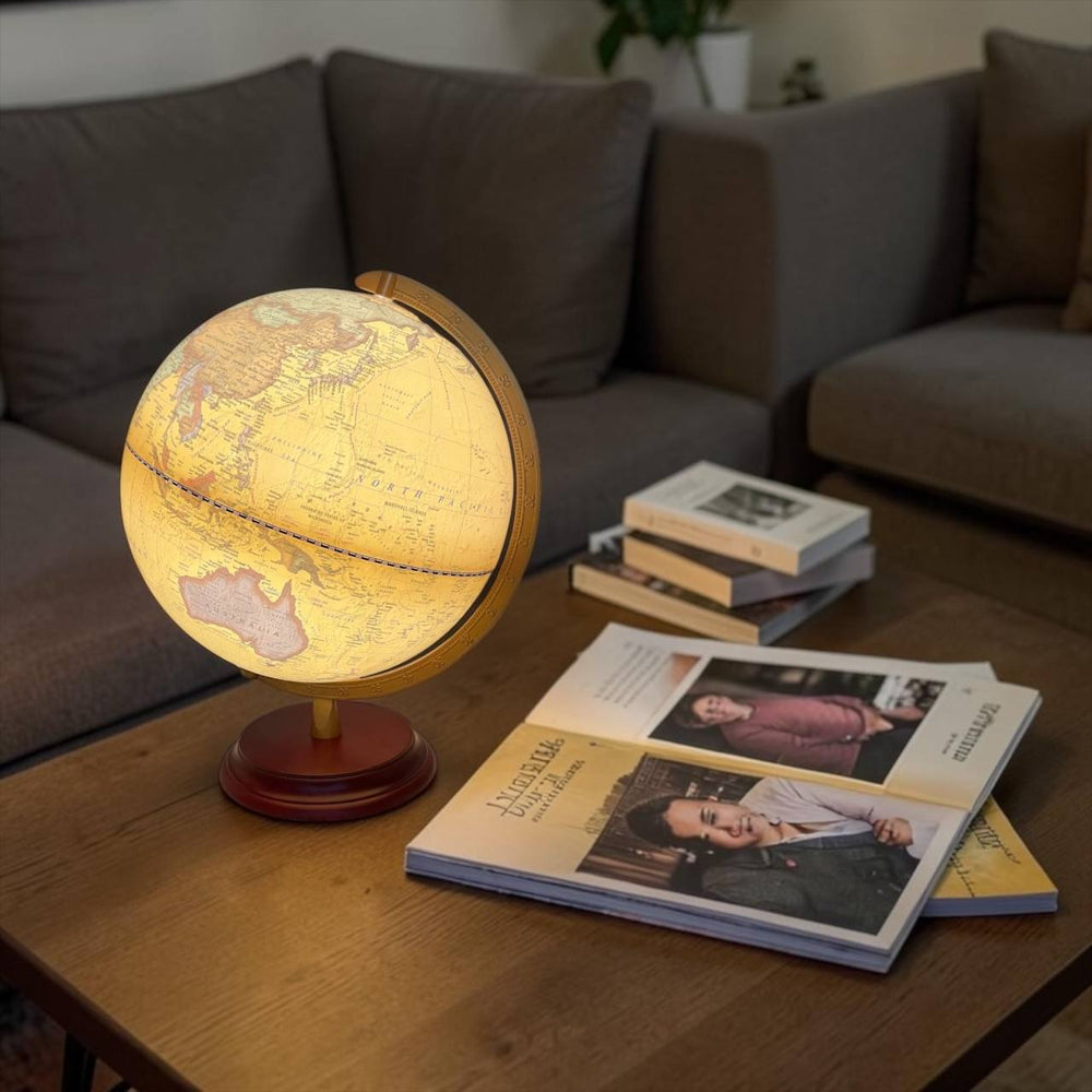Esfera Mapa Mundi Crema Giratoria con Luz