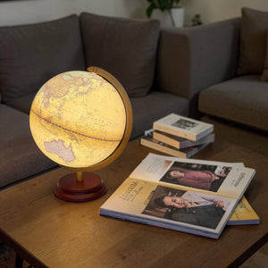Esfera Mapa Mundi Crema Giratoria con Luz