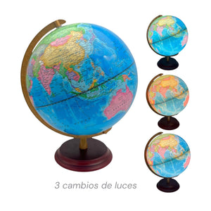 Esfera Mapa Mundi Azul Giratoria con Luz.