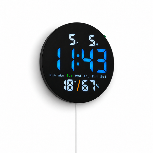 Reloj Digital de Pared Borde Negro.