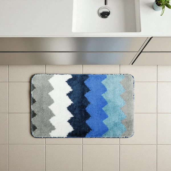 Alfombra Baño ZIG ZAG AZUL LARGE