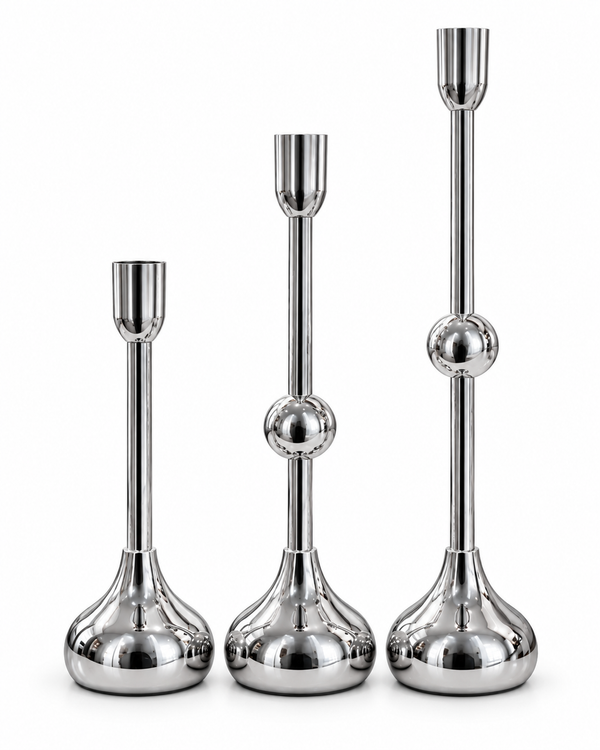 Set de 3 Candelabros Plateados