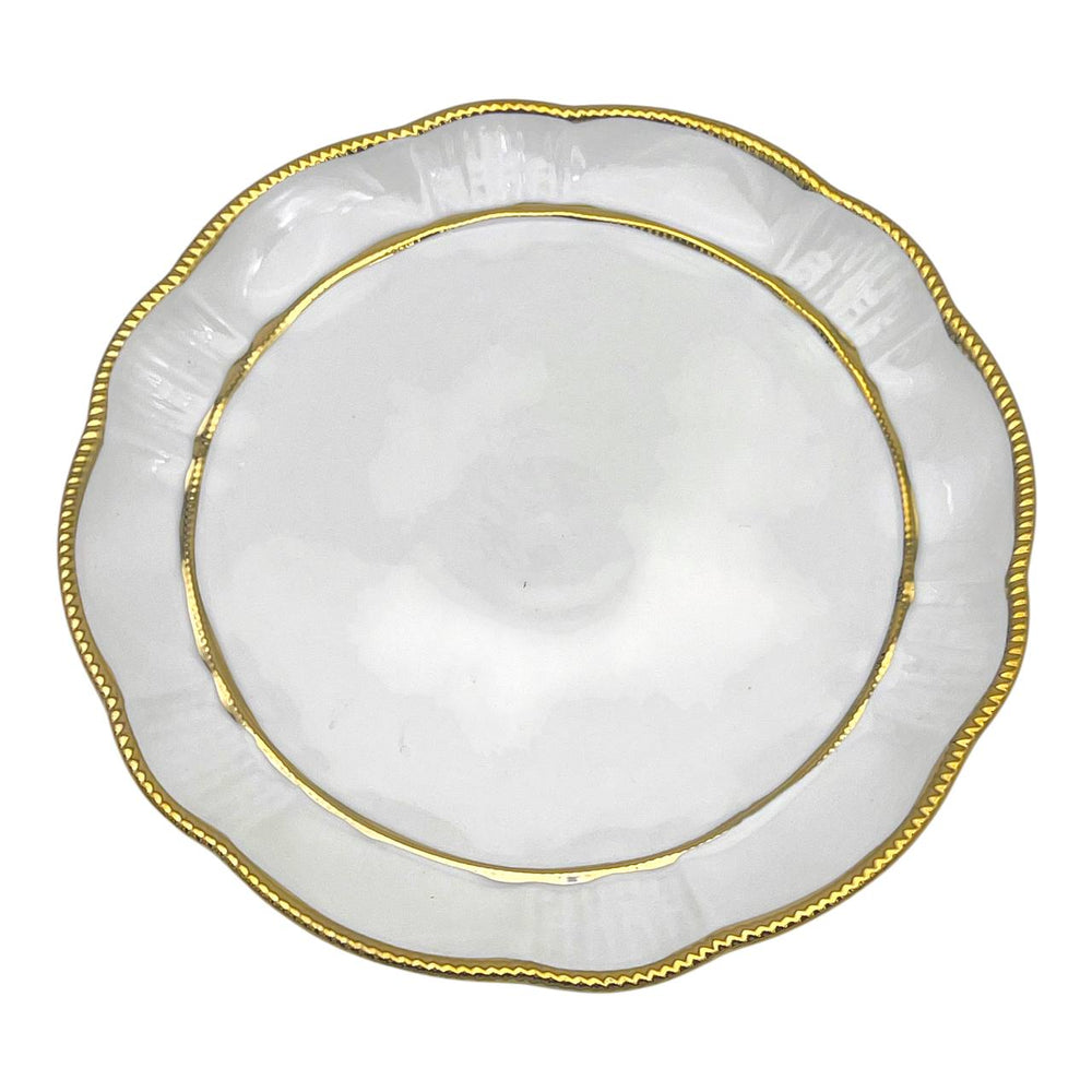 Plato Llano Blanco Calado Borde Dorado