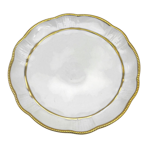 Plato Llano Blanco Calado Borde Dorado