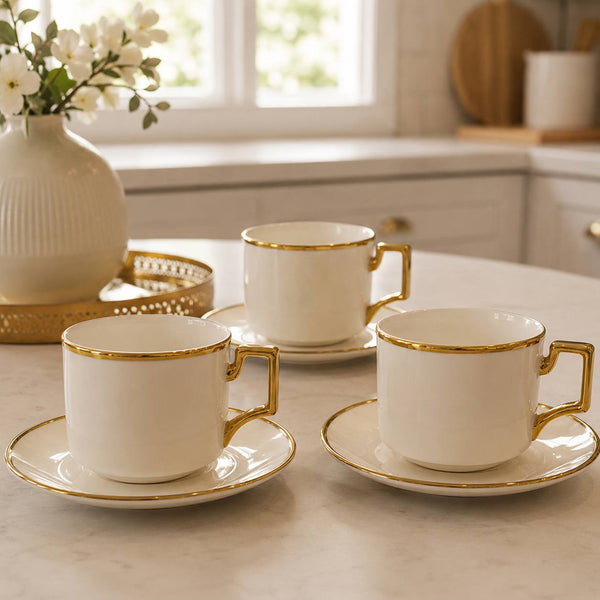 Set X6 tazas de Cafe con Borde Dorado