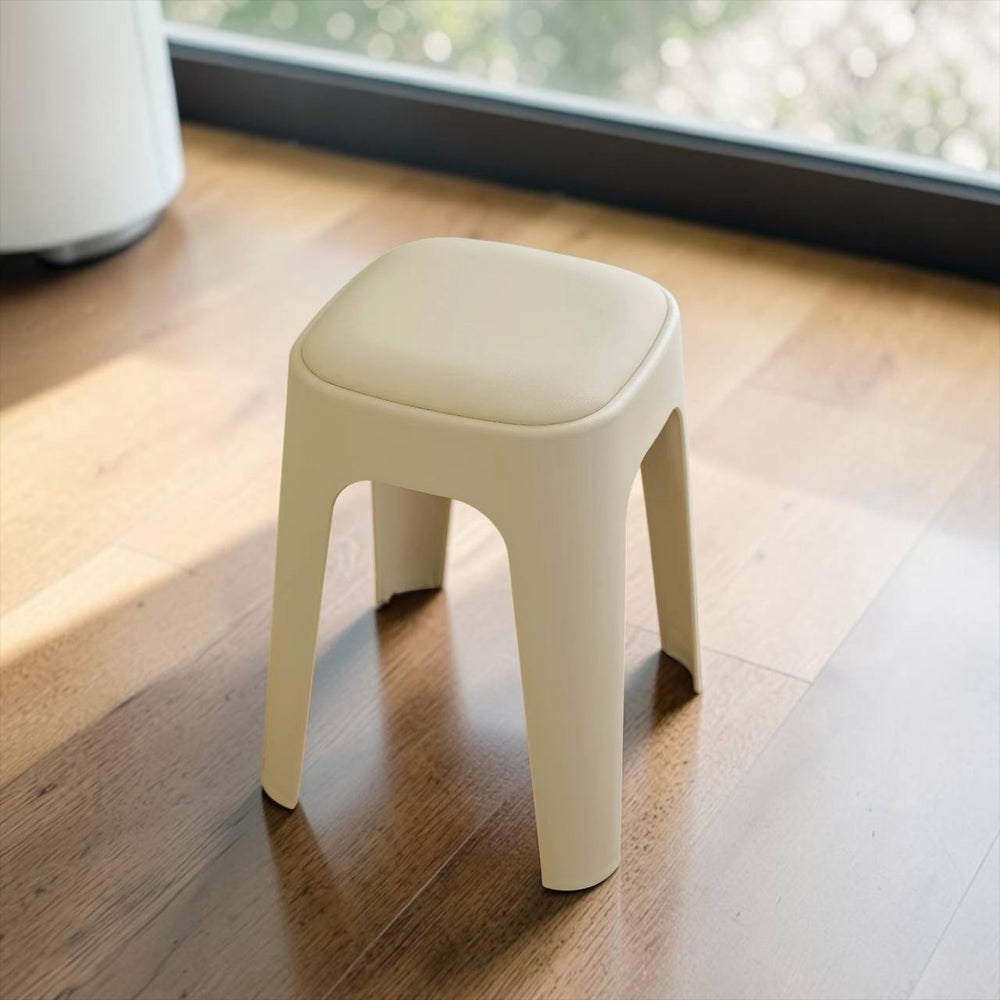 Banco Crema de PVC Acolchado