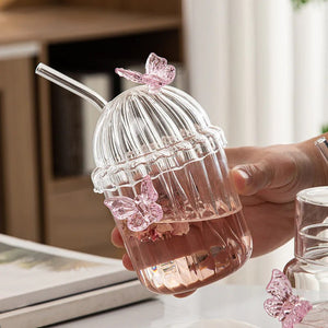 Vaso Butterfly con tapa y sorbete
