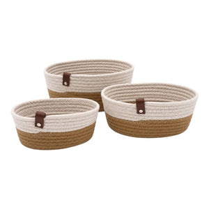 Set Canastos Organizadoras Tela Ovaladas 3 Und