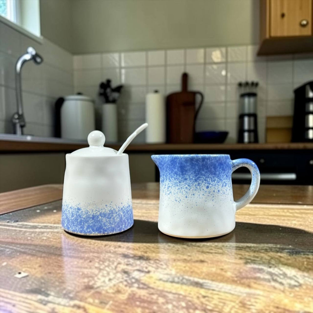 Set Azucarero y Lechero ESPUMA AZUL