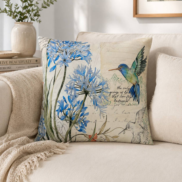 Cojin Jardín Colibri Azul