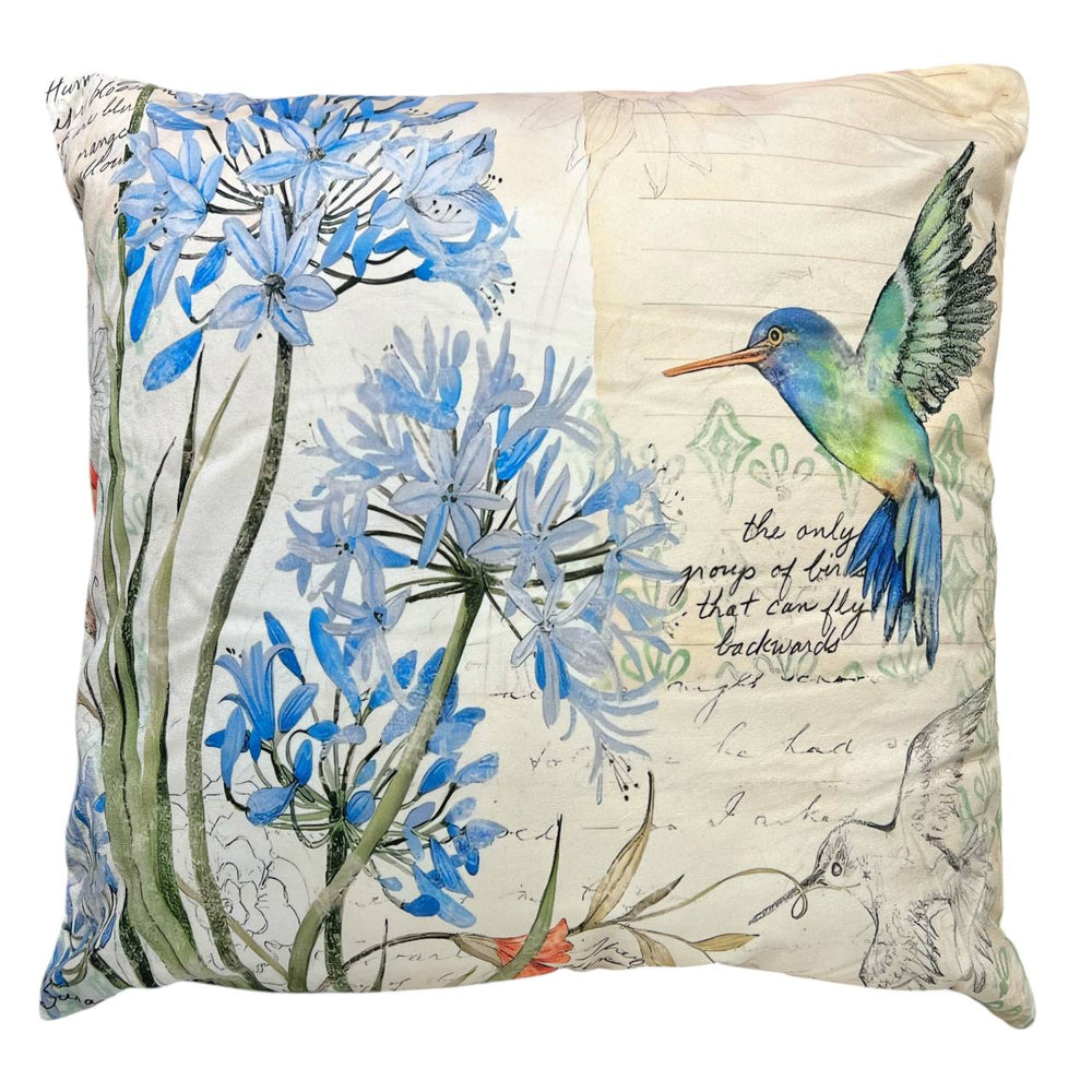Cojin Jardín Colibri Azul