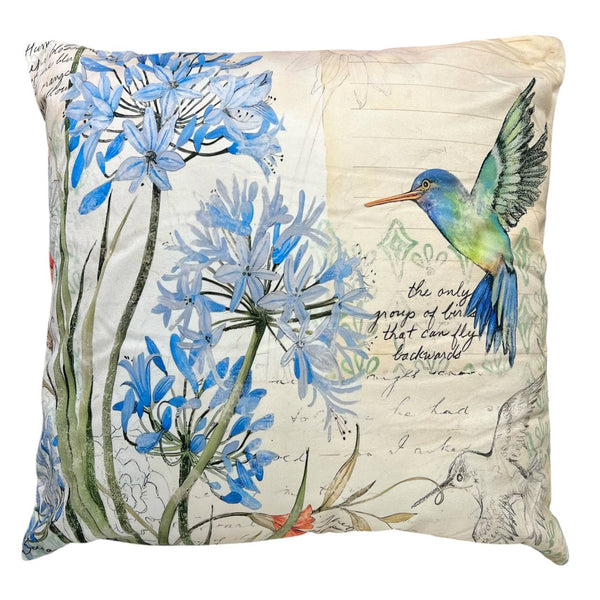 Cojin Jardín Colibri Azul