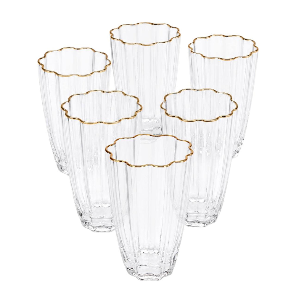 Vaso Alto Borde Oro 6 Unidades MAGNOLIA