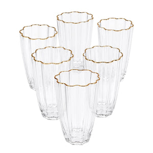 Vaso Alto Borde Oro 6 Unidades MAGNOLIA