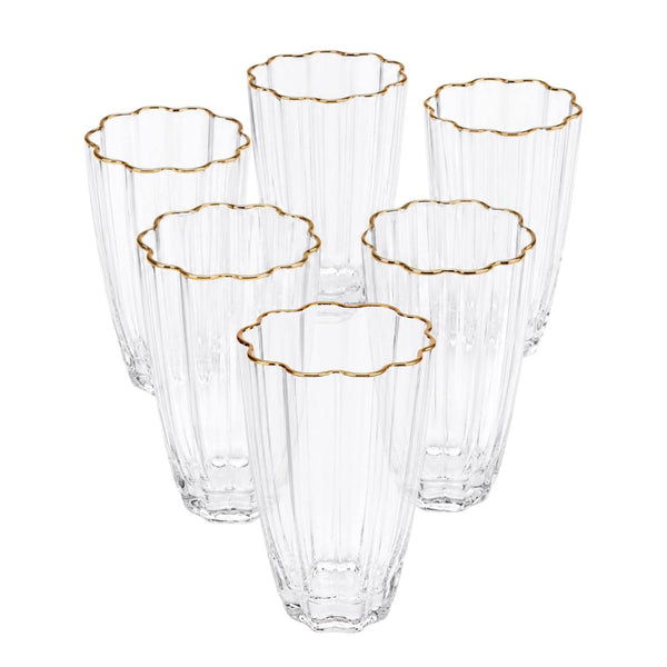 Vaso Alto Borde Oro 6 Unidades MAGNOLIA