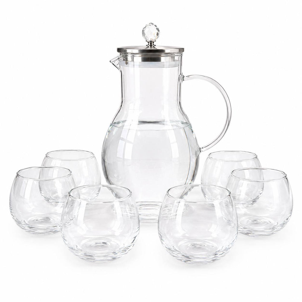 Juego de Jarra de Vidrio con 6 Vasos PERLA