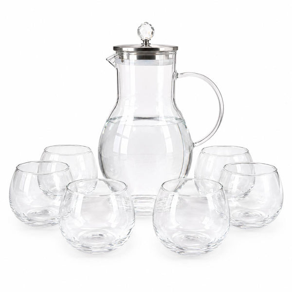 Juego de Jarra de Vidrio con 6 Vasos PERLA