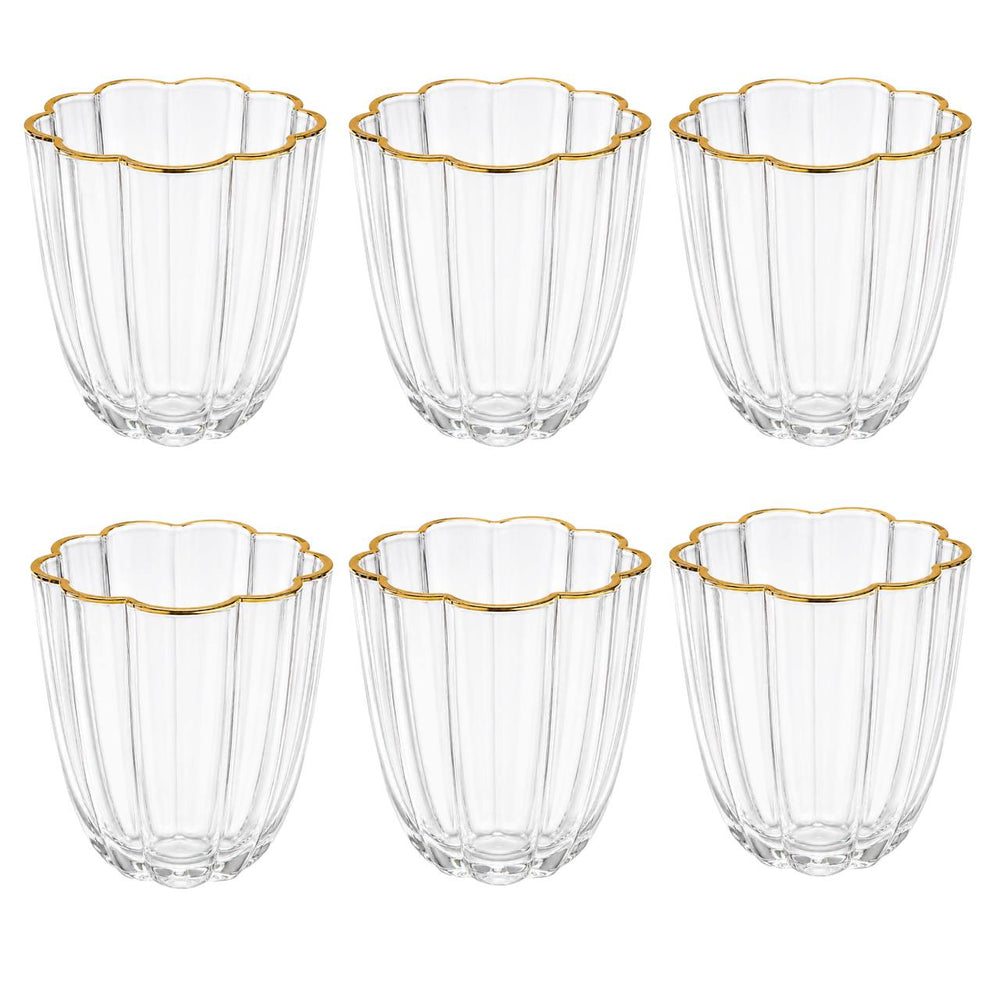Vaso Corto Borde Oro 6 Unidades MAGNOLIA