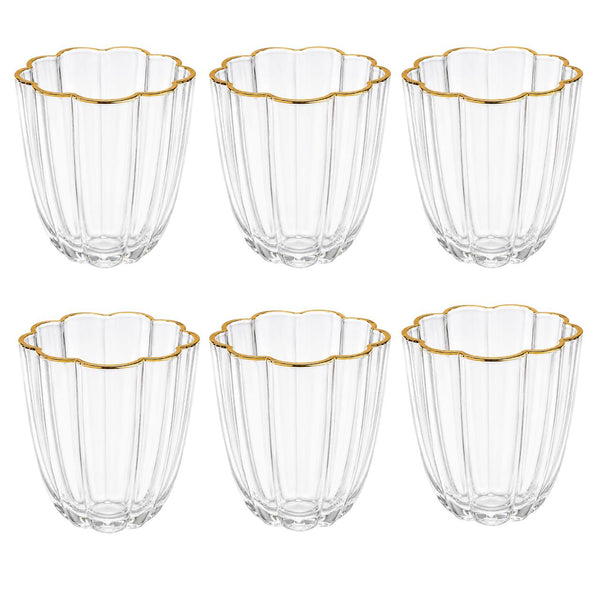 Vaso Corto Borde Oro 6 Unidades MAGNOLIA