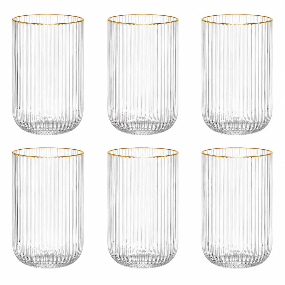 Vaso Alto de Vidrio Borde DORADO