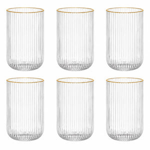 Vaso Alto de Vidrio Borde DORADO