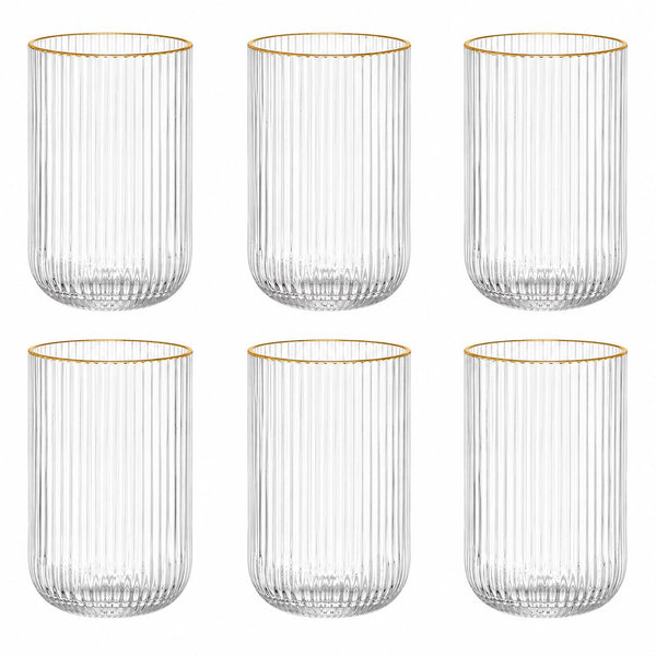 Vaso Alto de Vidrio Borde DORADO