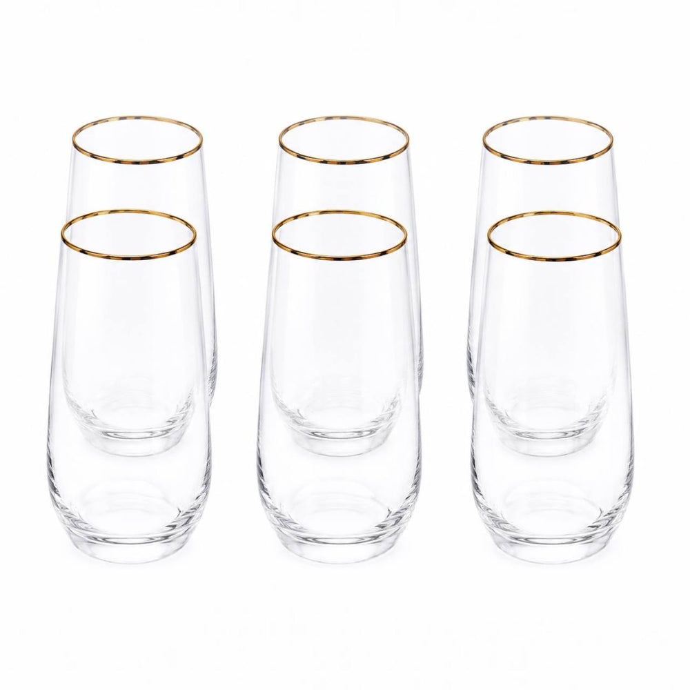 Vaso Alto Borde Oro 6 Unidades ELEGANCE
