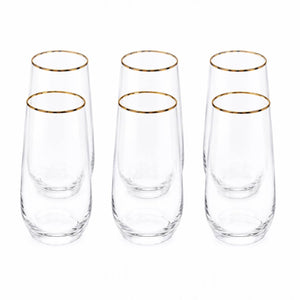 Vaso Alto Borde Oro 6 Unidades ELEGANCE